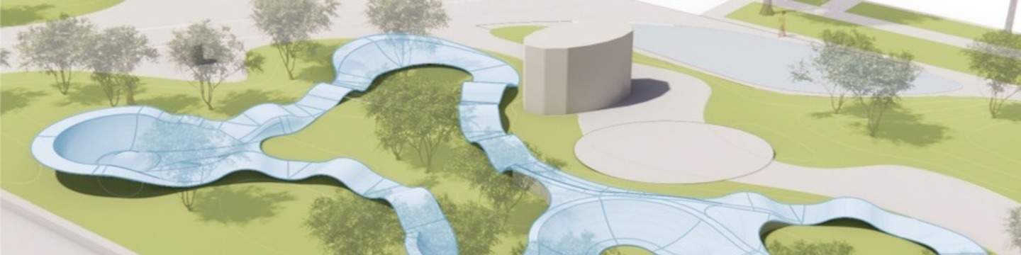 Een eerste schets van een pumptrack-parcour