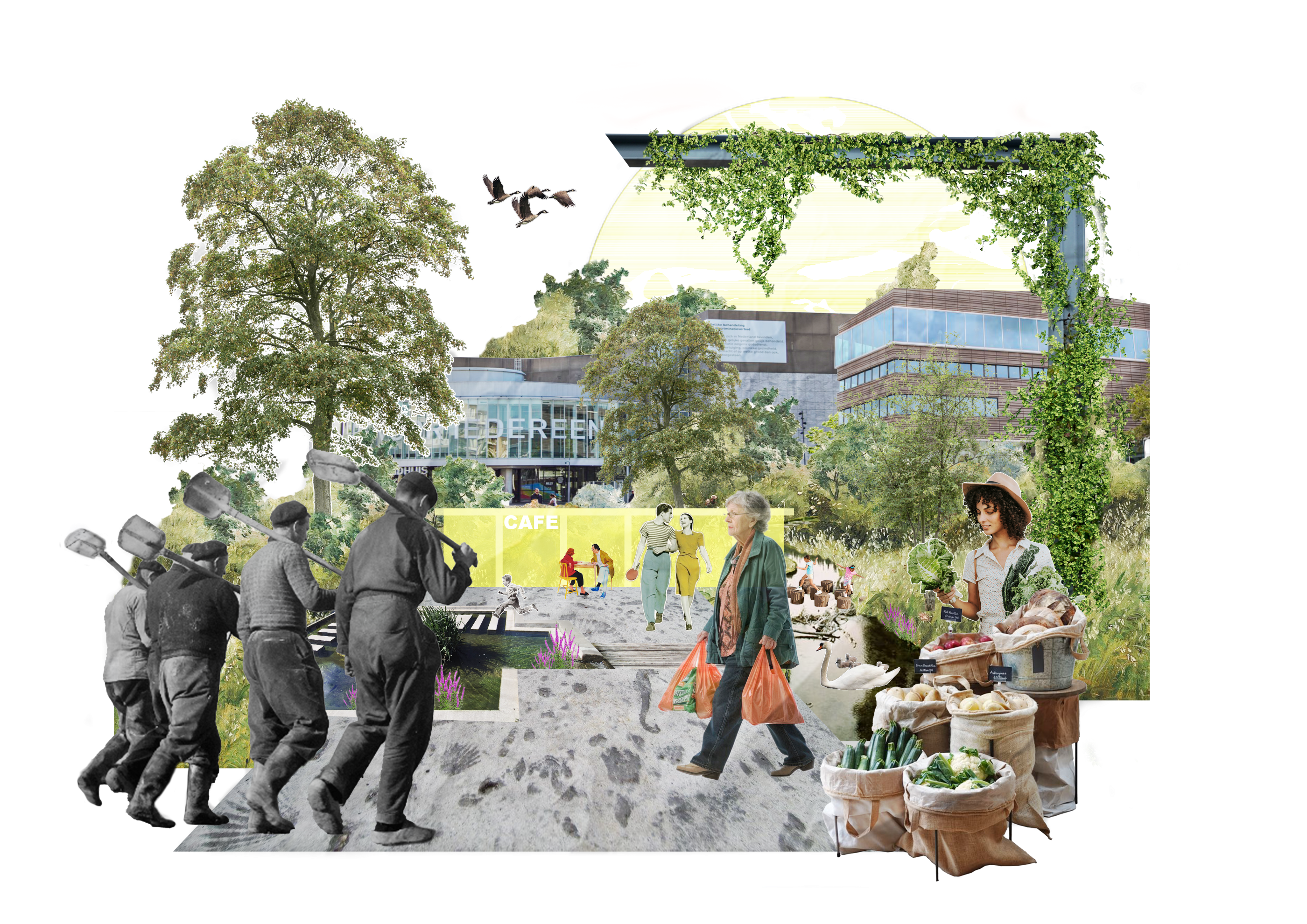 Sfeerimpressie van pleinen in Almere Centrum